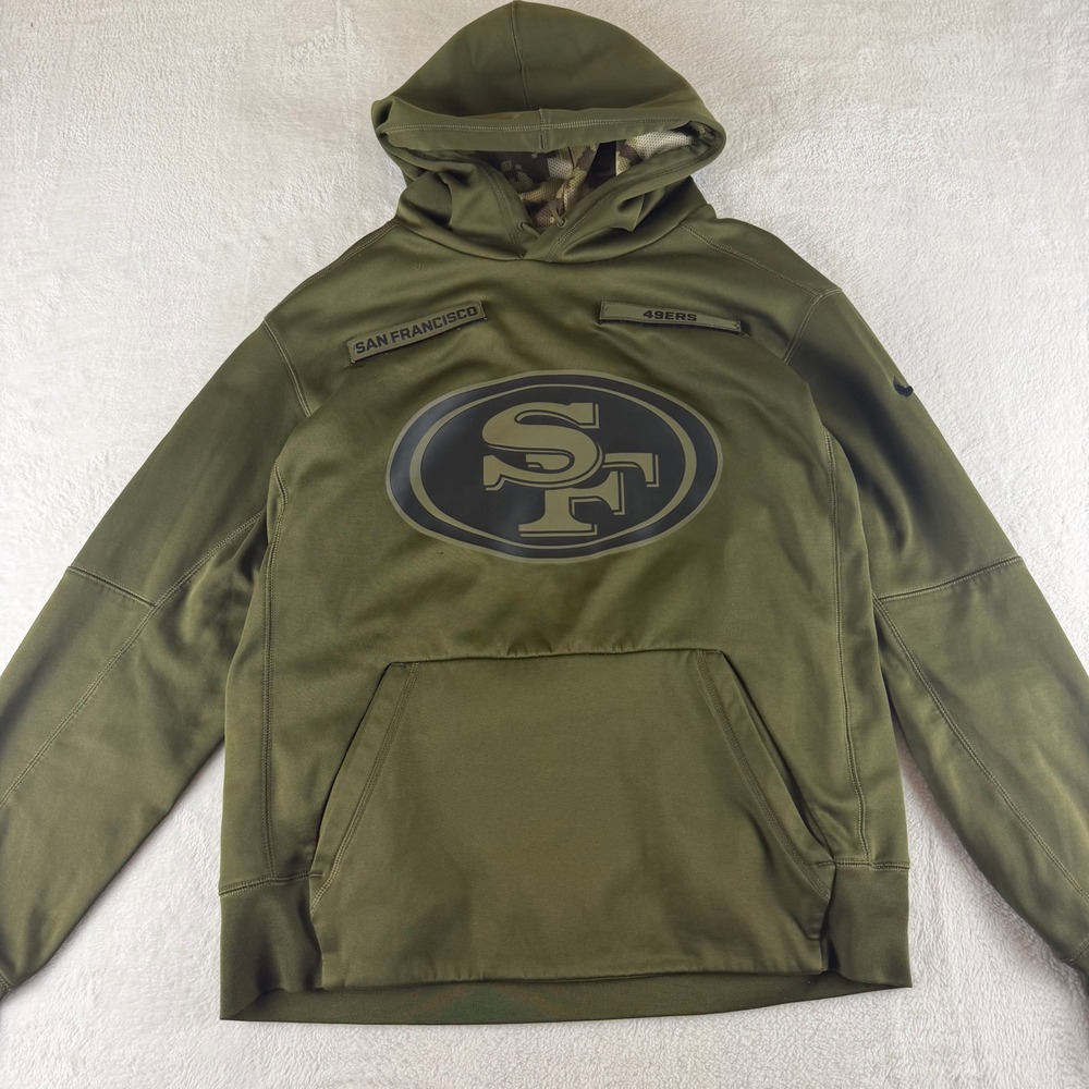 Nike Hoodie SF 49ers Salute to Service Green Mens Medium NFL Football Military